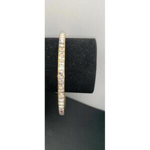 Gold Tone And Clear Rhinestone Tennis Bangle Bracelet